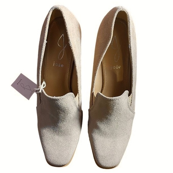 Joie Heeled Loafers Suede Square Toe Chunky Block Heel Tan Loafer Women’s Size 8 - Picture 5 of 13